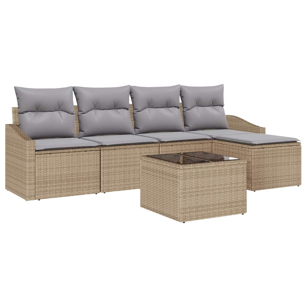 Garten Essgruppe mit Kissen 6 pcs Beige und Hellgrau